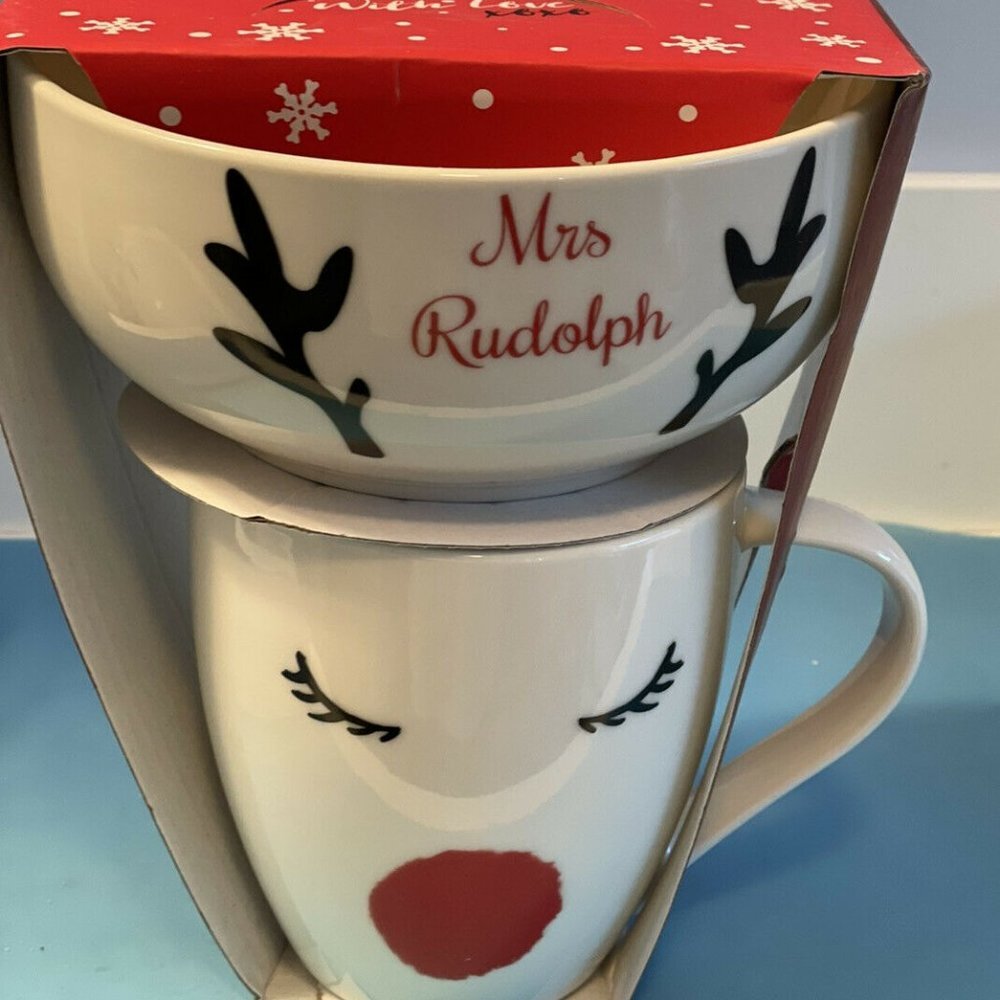 NEW! 🎄Mrs. Rudolph Mug and Bowl Breakfast Set🎄 - Picture 3 of 11